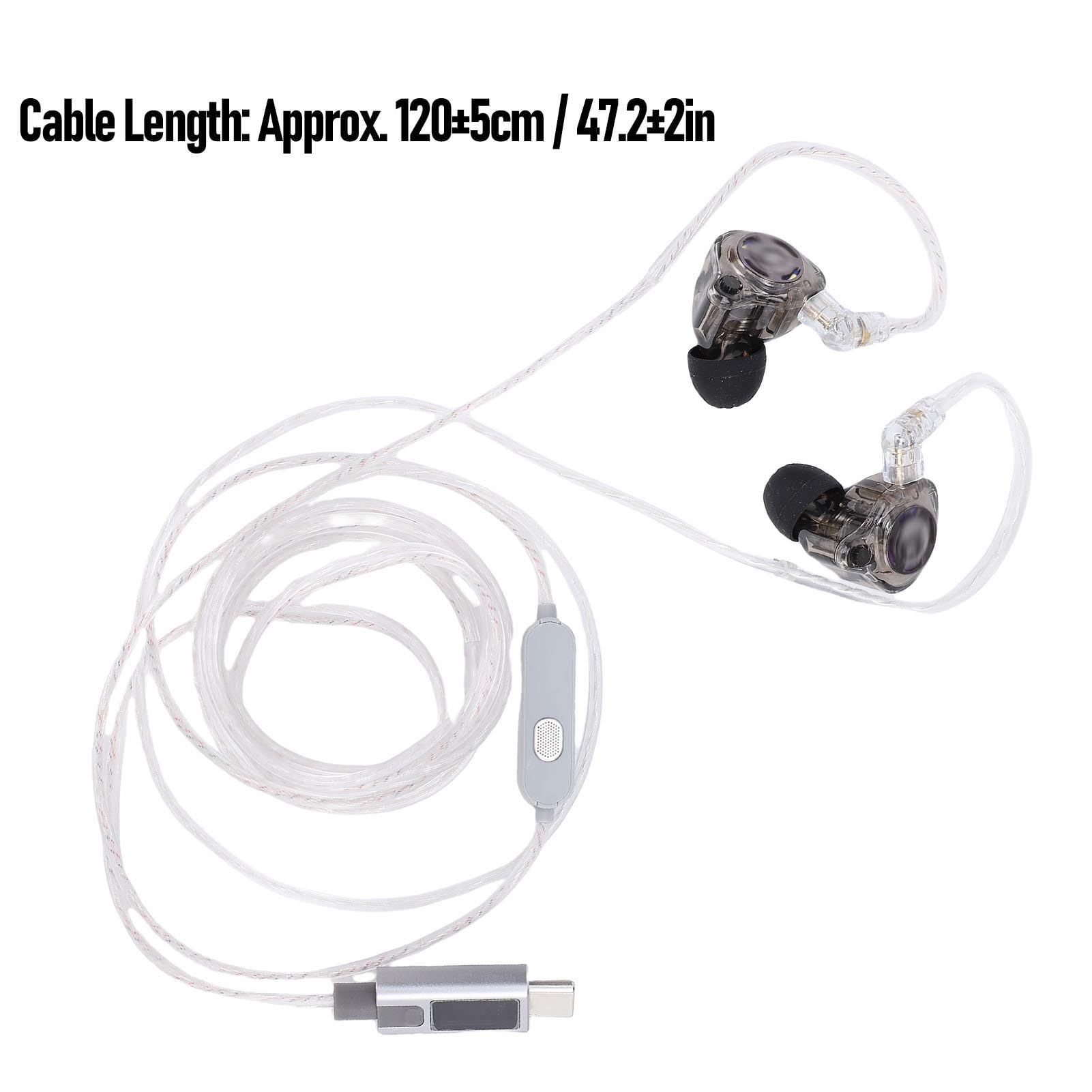 Luocute Auricolari da Gioco USB C, Auricolari Cablati HiFi con Cavo Staccabile a 2 Pin Microfono Integrato, Driver Ibridi 1BA+1DD Nelle Orecchie Cuffie per Smartphone Tablet