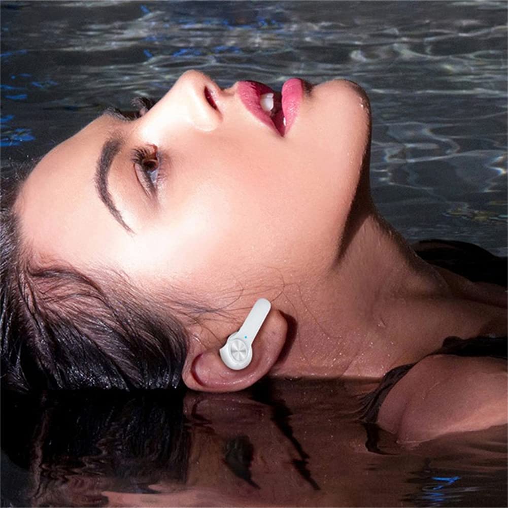 Cuffie Wireless Auricolari Bluetooth, Microfono Integrato, IPX5 Impermeabile, Suono Stereo HiFi, con Custodia in Carica, per Lavoro, Home Office,Bianca