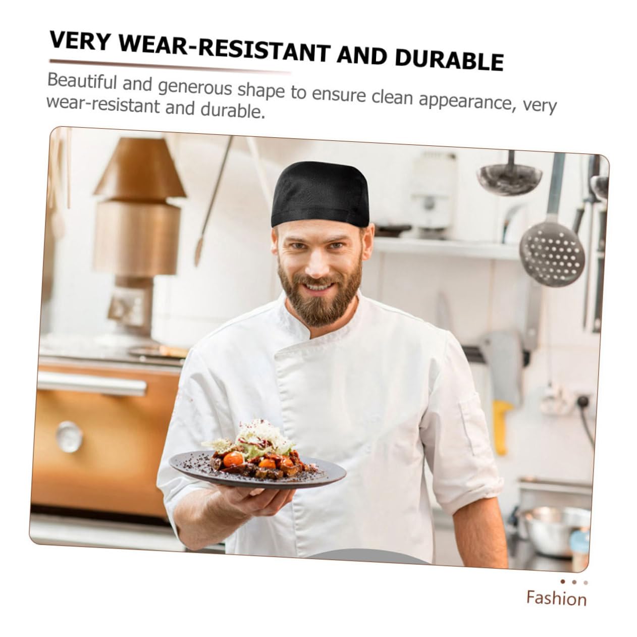 Gorro de Cocinero de Restaurante Negro, 10 Piezas de Algodón | Uniforme para Chef y Servicio, Diseño Sencillo Profesional, Ajuste Cómodo y Práctico