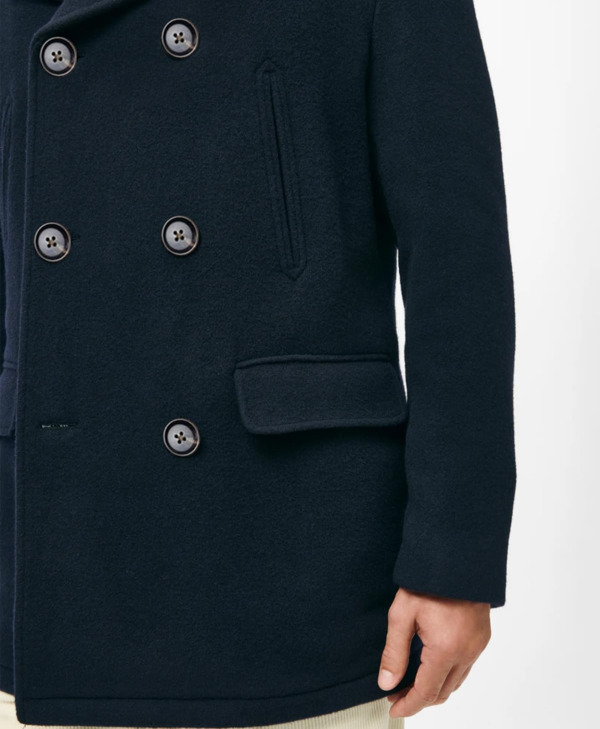 ORBITRAY Men's Classic Notched Collar Double Breasted Wool Blend Pea Coat Men's Trench Coat 2026 Winter