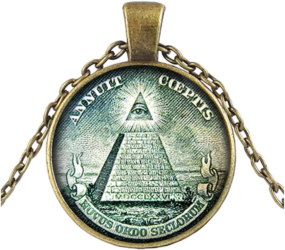 Masonic Pendant Necklace for Women Men,Freemasons Symbol Faith Necklace Mens Womens Jewelry Necklace Gift Free and Accepted Masons Illuminati Necklace Pyramid All Seeing Eyes Zinc Alloy Link