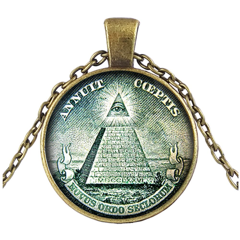 Masonic Pendant Necklace for Women Men,Freemasons Symbol Faith Necklace Mens Womens Jewelry Necklace Gift Free and Accepted Masons Illuminati Necklace Pyramid All Seeing Eyes Zinc Alloy Link