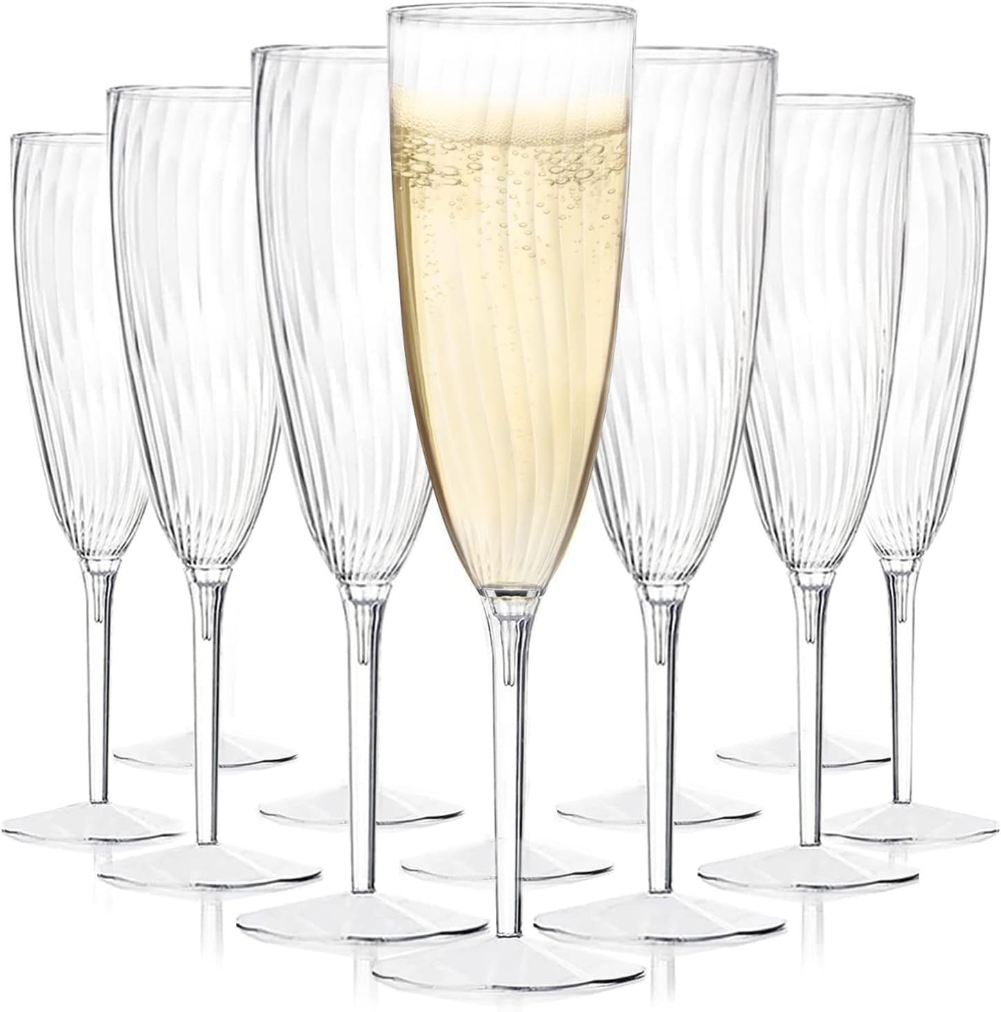 Plastic Champagne Flutes Disposable - 16 Sets of 6OZ Clear Glasses, Plastic Glasses, and Plastic Mimosa Flutes, Reusable & BPA-Free, Idea for Celebration, Anniversary, Parties, Wedding