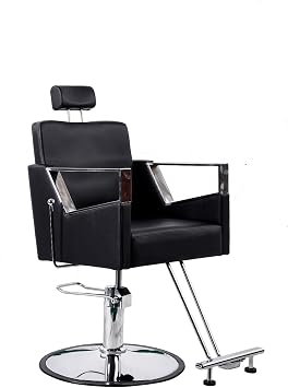 Profession Black Recline Hydraulic Barber Styling Chair Round Base