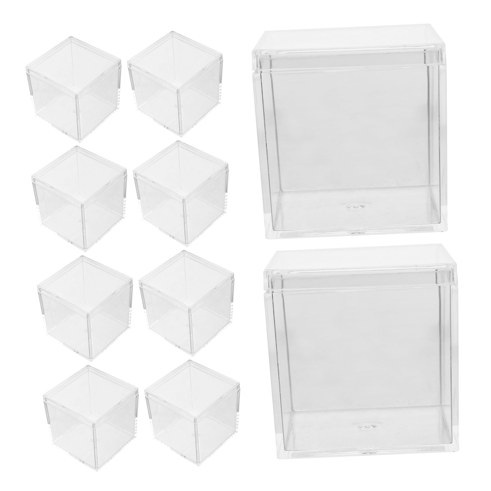SOLUSTRE 10pcs Square Storage Box 5.5cm Acrylic Mineral Specimen Display Case for Desktop