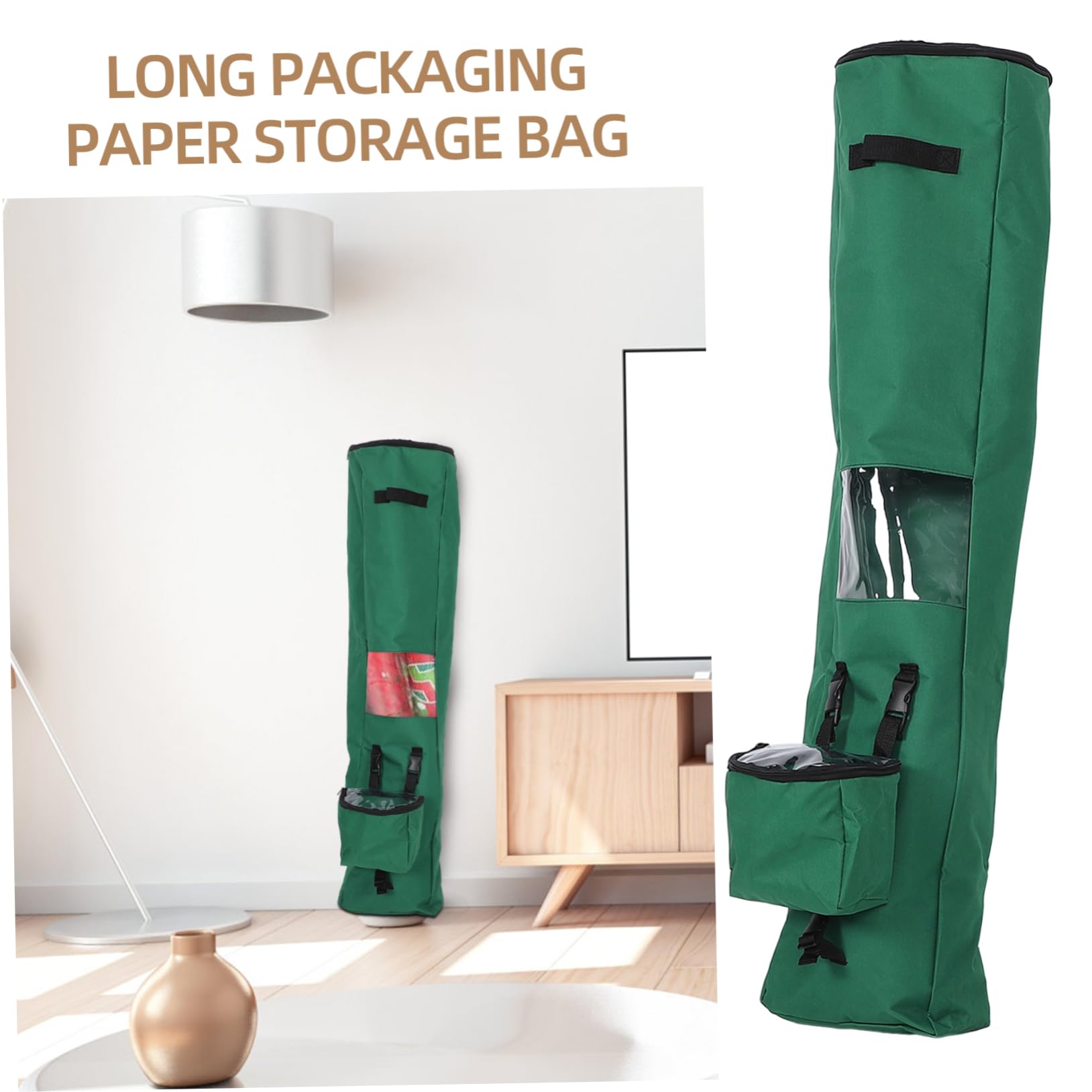 BCOATH Geschenkpapier Aufbewahrungsbeutel aus Oxfordstoff Grün Wiederverwendbar für Partyverpackung und Weihnachten zur Ordnung von Rollen und Zubehör