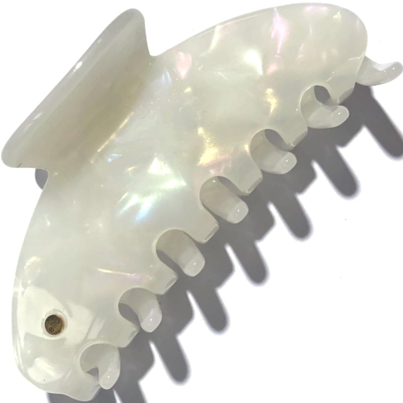 ella cases Svea - Pinza para el pelo grande, redonda, perla blanca, nácar, multicolor, para mujer, para cabello grueso y fino, irrompible, de algodón y acetato sostenible