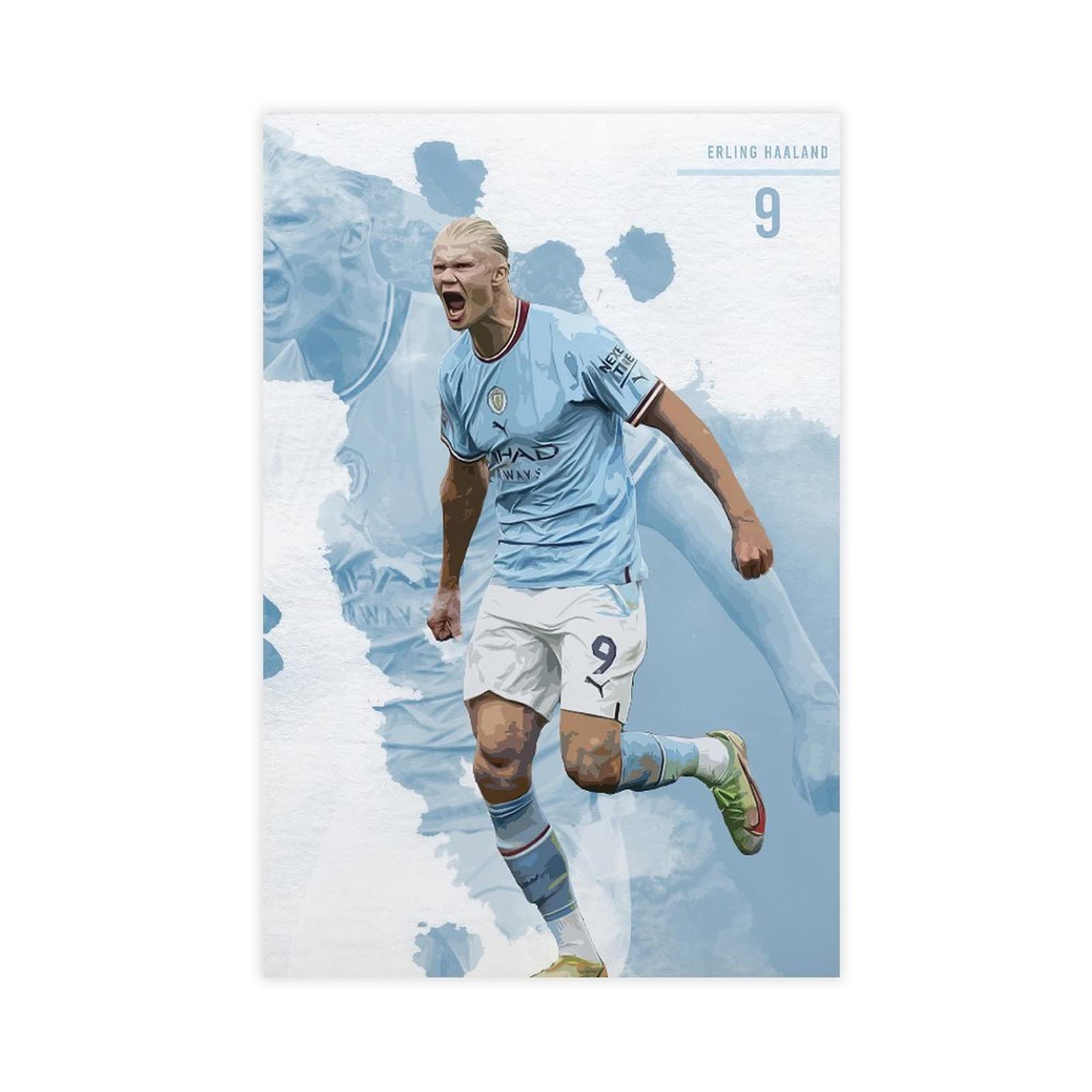 Football Player Posters for Walls Man City Soccer Poster Canvas for Bedroom The Wall Art Unframe-style 12x18inch(30x45cm)