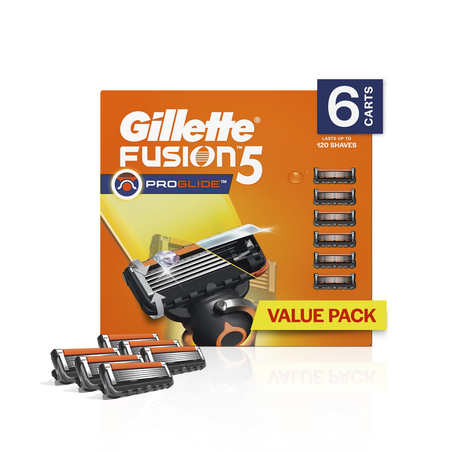 gillette fusion proglide shaving blades- pack of 6 (cartridges)