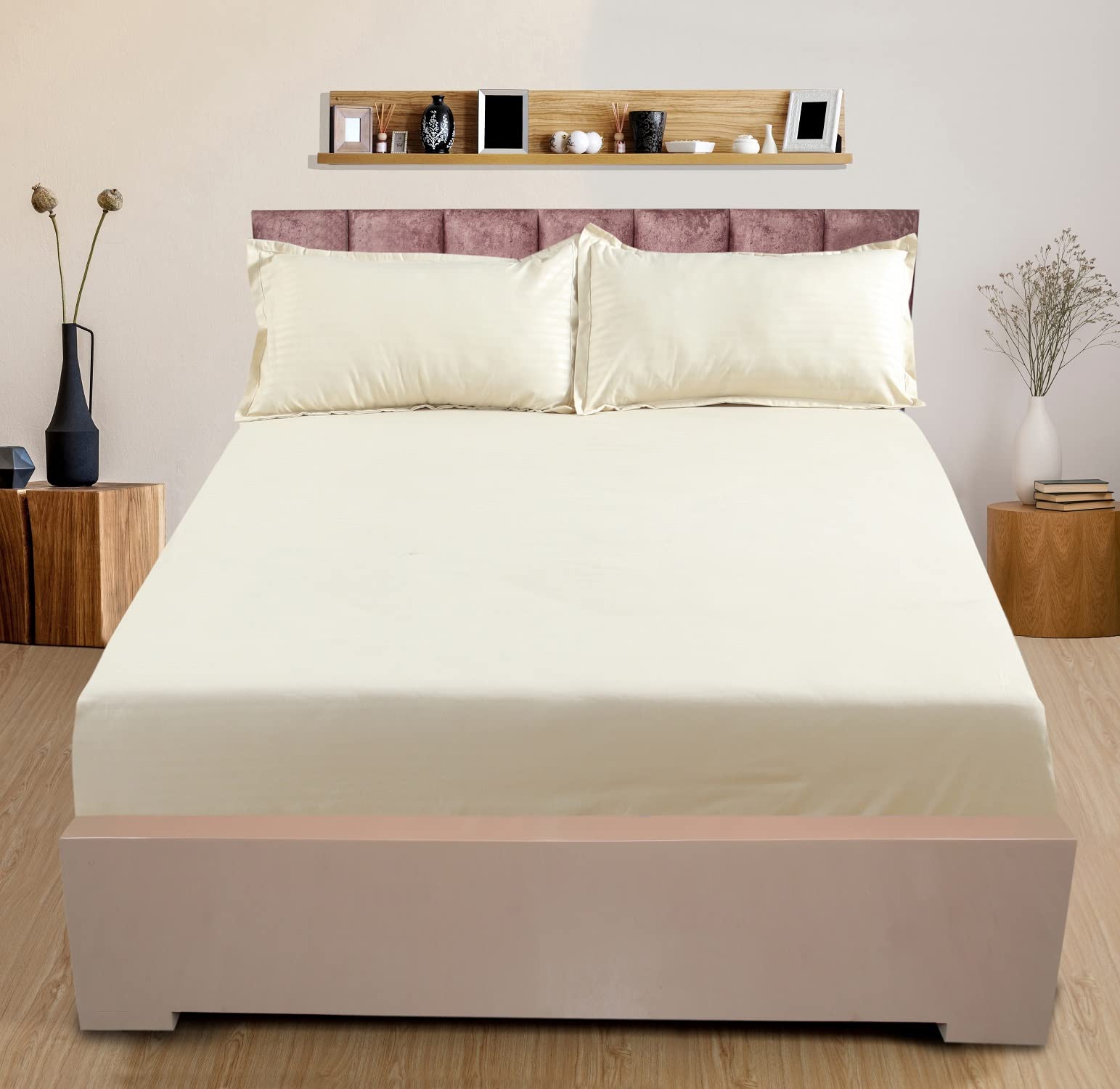 Nendle 300Tc Cotton Elastic Fitted Bedsheets For Double Bed Queen Size 78X60 Inches With 2 Pillow Covers(Fits Upto Mattress Of 10 Inches,Beige),200 TC (B0BQYXV4MH) Amazon Price History, Amazon Price Tracker