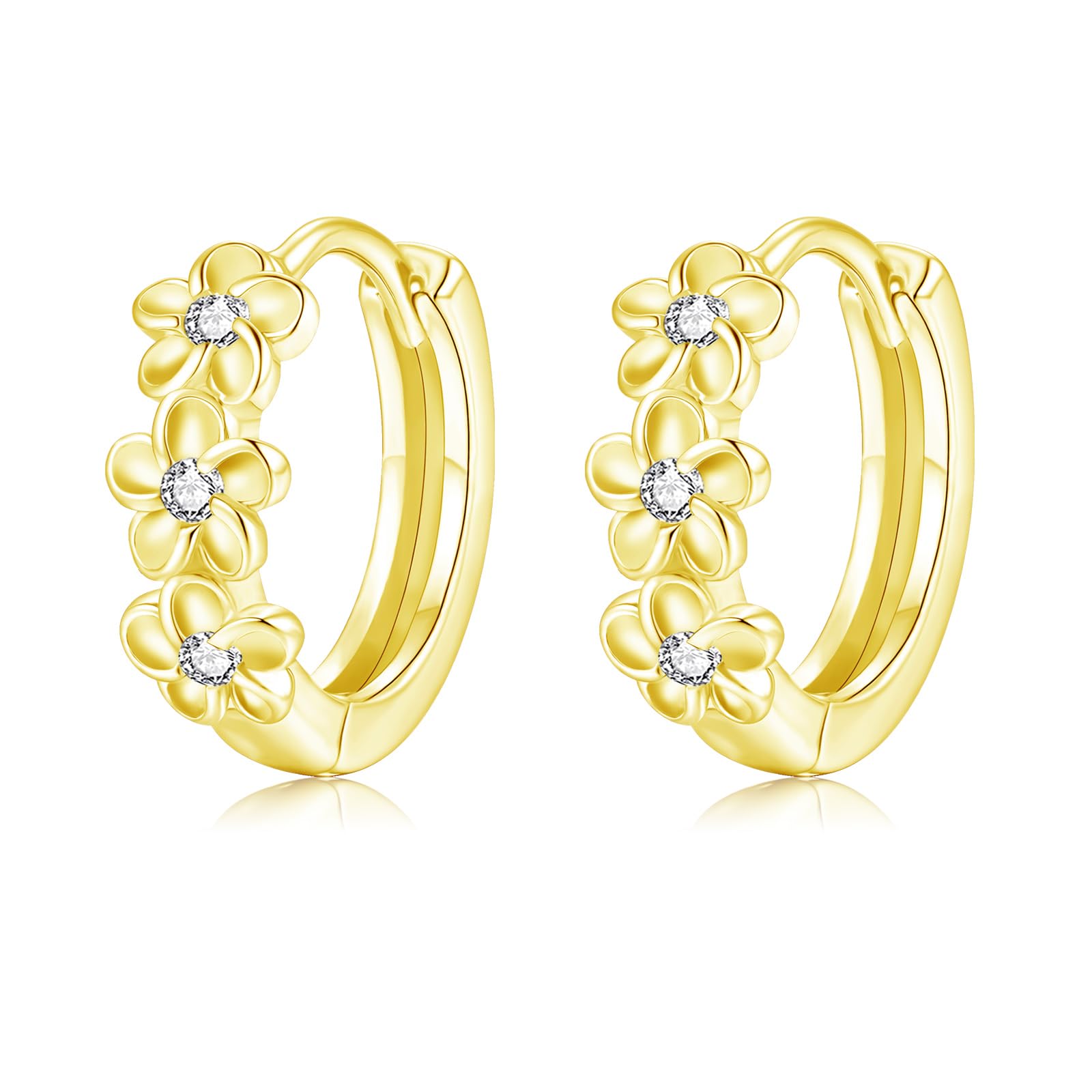 Estrellique 925 Sterling Silber Kirschblüte/Gänseblümchen/Stern Creolen | Ohrringe Silber 925 für Damen Mädchen, Hypoallergen Klein Süße Huggie-Ohrringe Niedliche Creolen Geschenk für Frauen Tochter