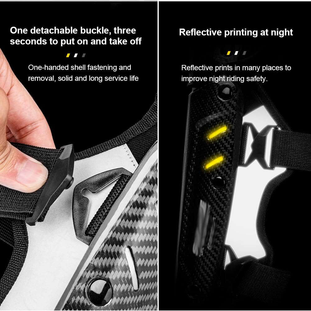 Motorrad Knieschoner, Kohlefaser Motocross Knie- / Ellbogenschützer Nachtreflexions-MTB-Knieschützer Sturzsicher für Snowboarden Reiten Skifahren Motocross Elbow Pads Knee Pads