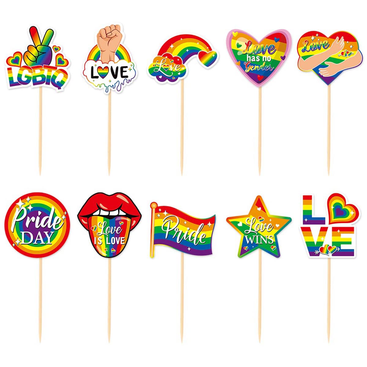 JBCD 100 Stuzzicadenti Con Bandiera Progress Pride Arcobaleno – Topper Per Cupcake, Decorazioni Festa LGBTQ+ Inclusiva - 5