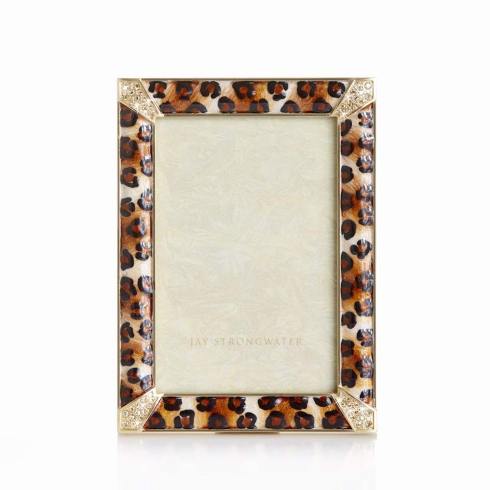 Jay Strongwater Leonard Pave Corner 4'' x 6'' Picture Frame, Photo Frame - Leopard Spotted