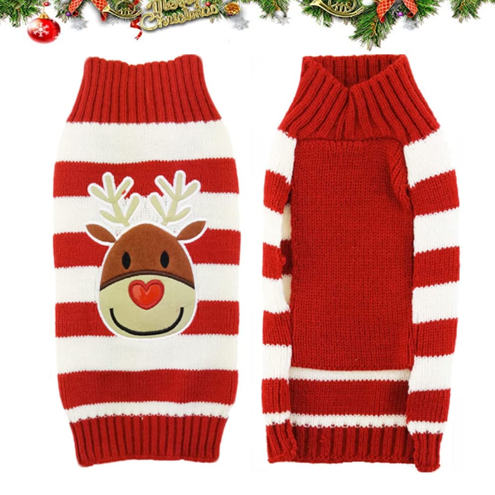 ABRRLO Hunde Pullover Weihnachten Dog Sweater Hundepullover Winter Haustier Strickpullover Hund Weihnachtspullover warme Fashion Urlaub Party Geschenk