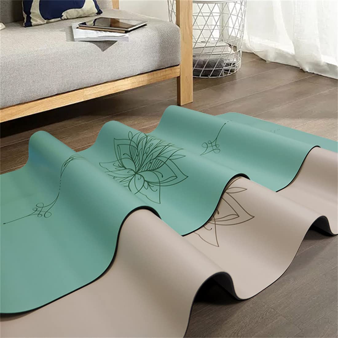 Tappetini da Yoga Eco-Friendly, Anti-Lacrime per Le Donne, Fitness Antiscivolo Bifacciale, Palestra E Tappetini da Palestra per Yoga, Pilates E Esercizi da Pavimento,H