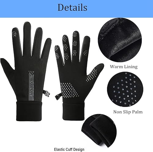 Miniatura 2 de Guantes de invierno para correr con forro polar para mujer, para pantalla táctil, resistentes al viento, para ciclismo, camping, senderismo,