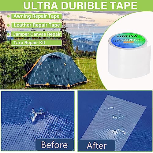 Tiruiya Tent Repair Kit Tenacious Repair Tape Gazebo Awning Paddling Pool Airbed Canvas Repair Tape Waterproof Air Mattress Patch - Image 3