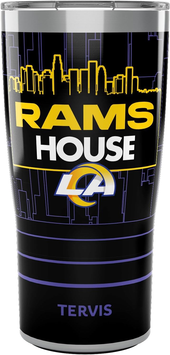Tervis Traveler NFL Los Angeles Rams - Rams House Slogan Triple Insulated Tumbler Travel Cup Keeps Drinks Cold & Hot, 20oz, Stainless Steel