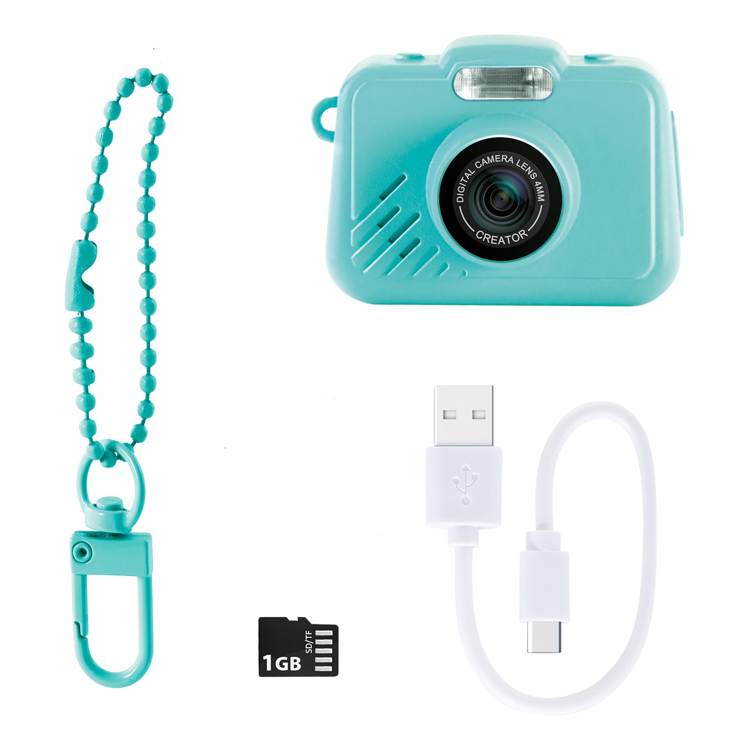 Canal Toys – Photo Creator – Fotocamera e video digitale Mini Cam' – Originale – con portachiavi e scheda SD da 1 GB inclusa – CLK 058, turchese