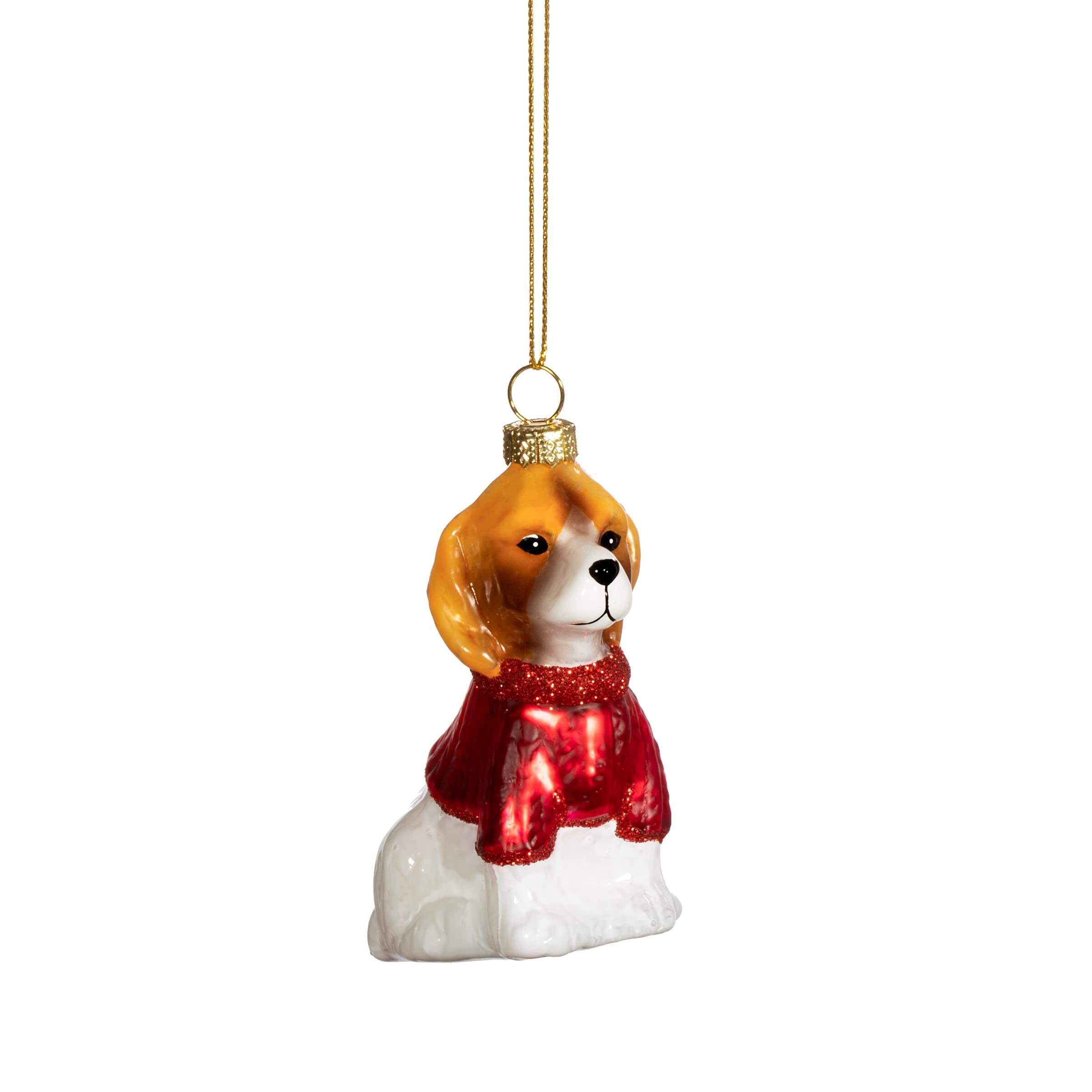 Sass & Belle Red Dog In Jumper Shaped Bauble