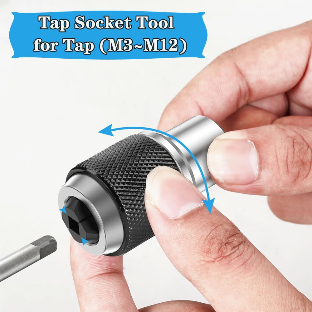 Saipor 2pcs Tap Socket Set, 3/8" Drive Tap Extractor Tool with Adjustable Jaws Fit #6 to 1/2" Taps, Suitable for Taps Reamers - Image 3
