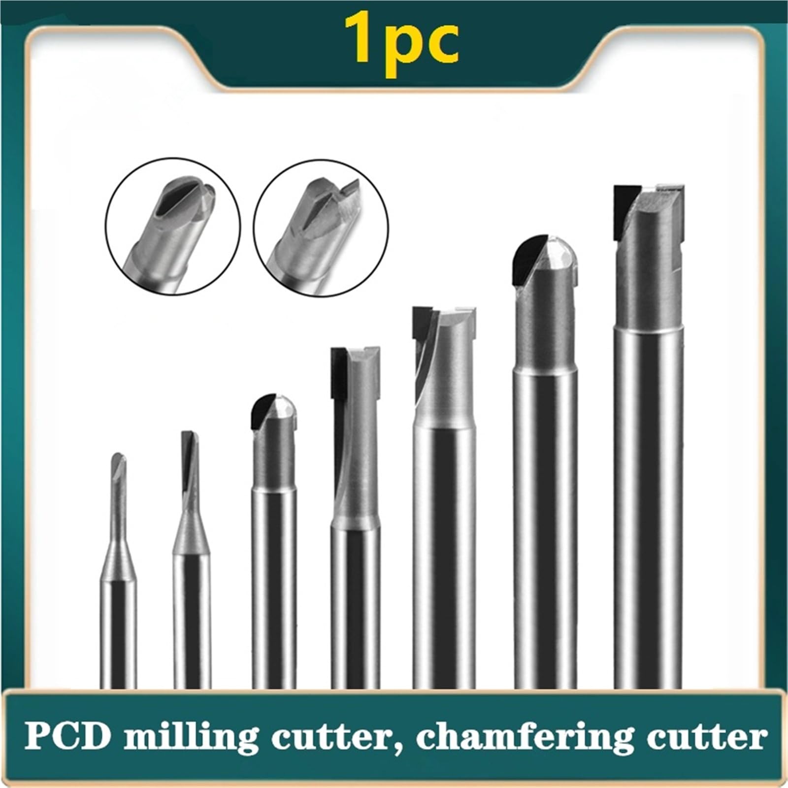 Frez PCD/MCD Frez diamentowe PCD, końcówki kuliste, wiertła do grawerowania z węglików spiekanych do włókna węglowego, włókna szklanego, bakelitu (R1x50x1F)