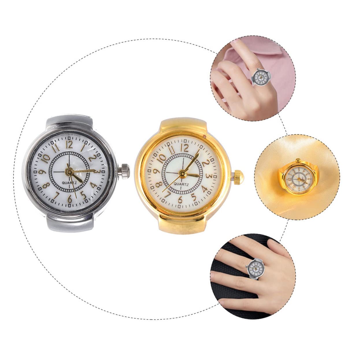UKCOCO 5sets Finger Uhr Uhr Uhr Mädchen Finger Uhr Casual Uhr Legierung Uhr 2 Stücke * 5