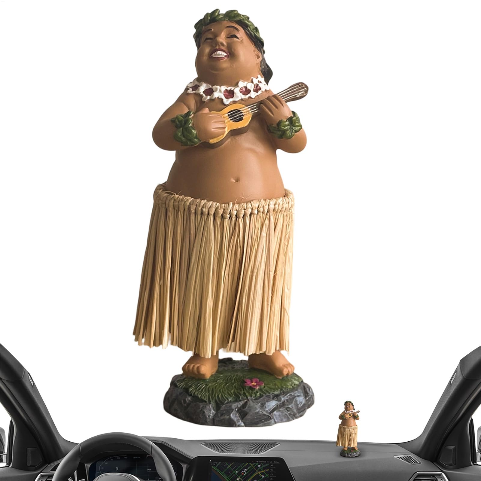 Figurine hawaïenne dansante contre le stress en voiture : l'accessoire tableau de bord
