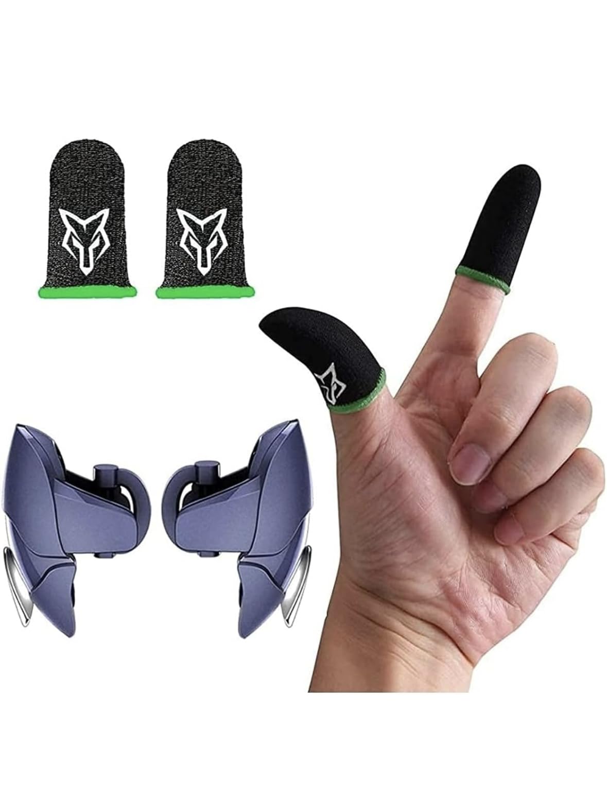 PRO Blueon Pubg Trigger 4 Finger Mobile Game Controller-L1R1 Gaming Grip Mobile Joystick Gamepad Controller. with Finger Sleeves Sweat Proof Non-Scratch Sensitive Thumb Gloves, (SRK-SLV Y345)-image-37