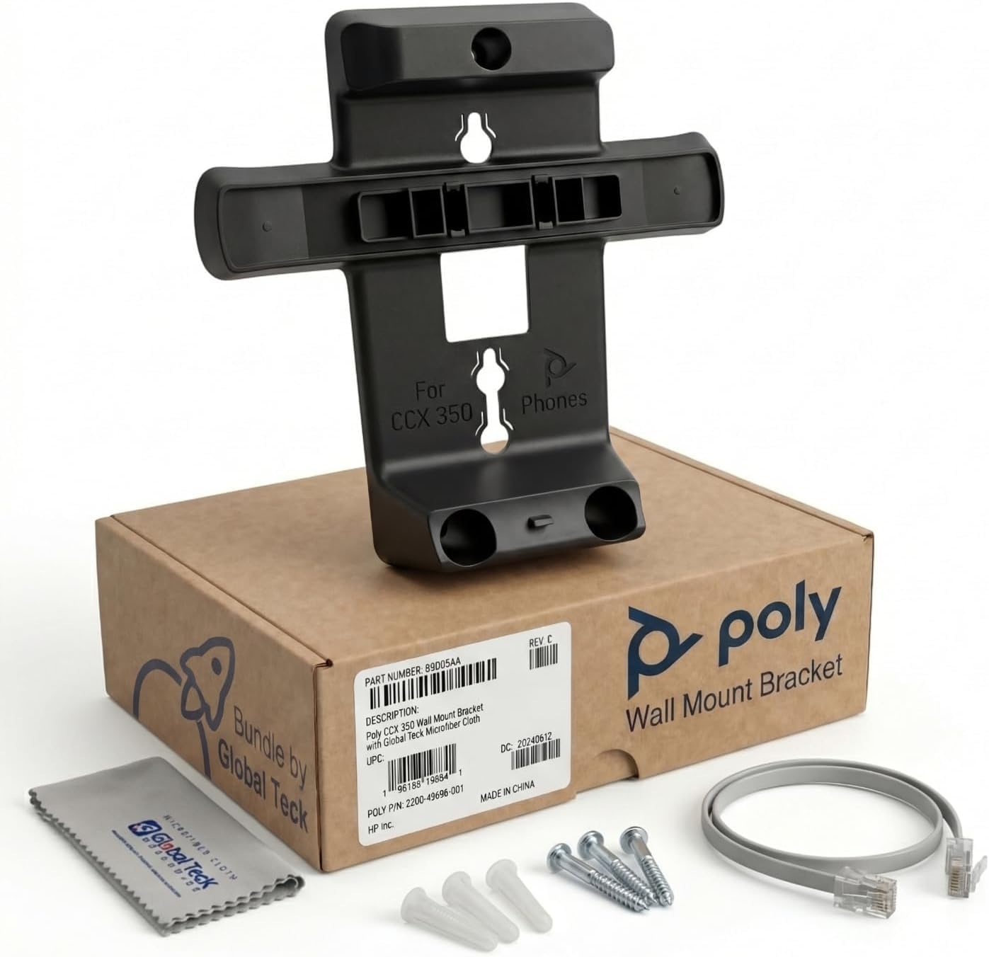 Poly CCX 350 - Soporte de pared para teléfono de escritorio CCX 350 solamente, no es compatible con otros modelos de polietileno, ajuste preciso para estaciones de trabajo y áreas comunes, fácil