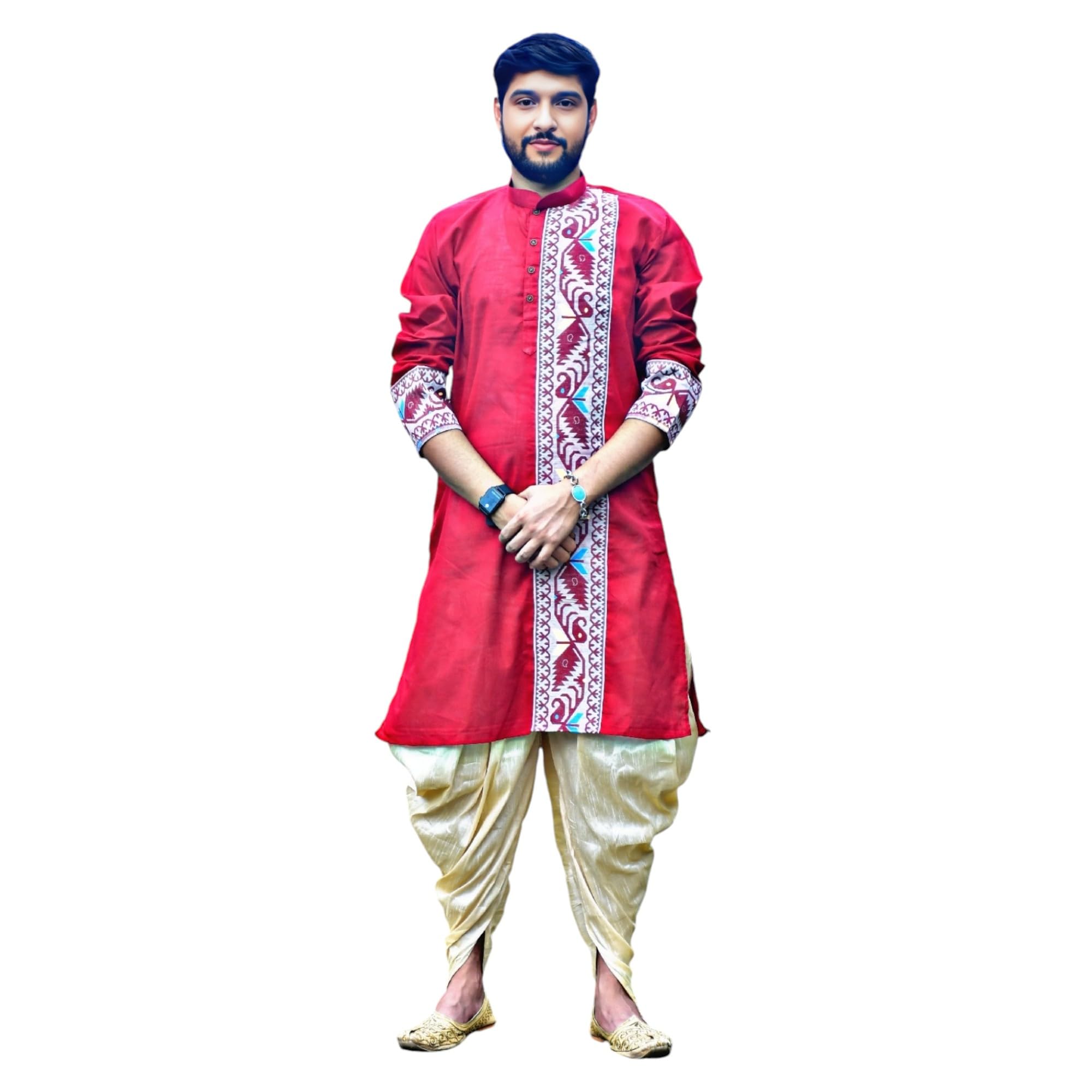 Pure Cotton Full Sleeves Kurta with Dupion Silk Patiala Pant Set (703)-picture-53