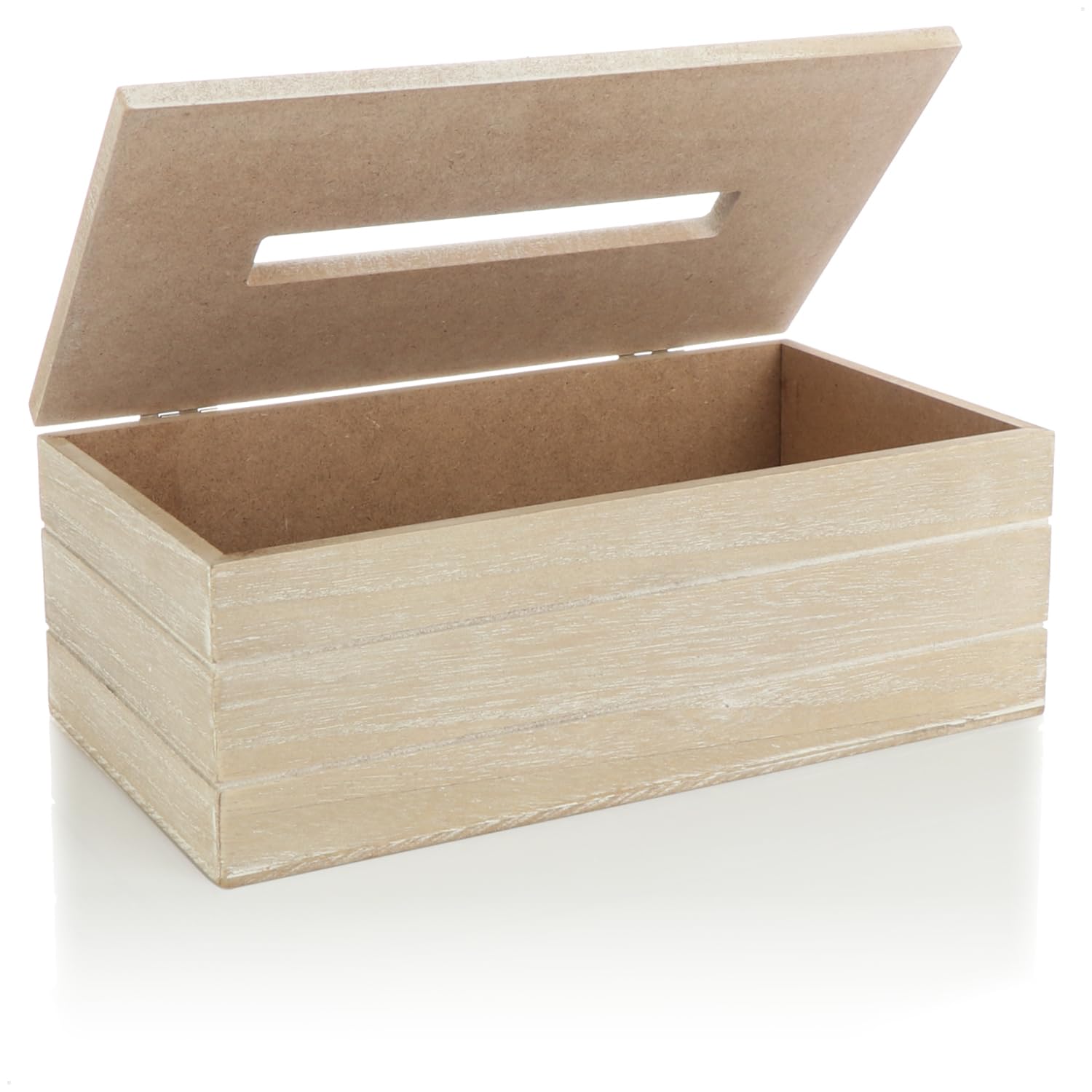 COM-FOUR® drewniane pudelko na chusteczki kosmetyczne - pudelko na chusteczki z pokrywka na zawiasach - dozownik reczników do lazienki, sypialni i salonu (25x13.5x9cm)
