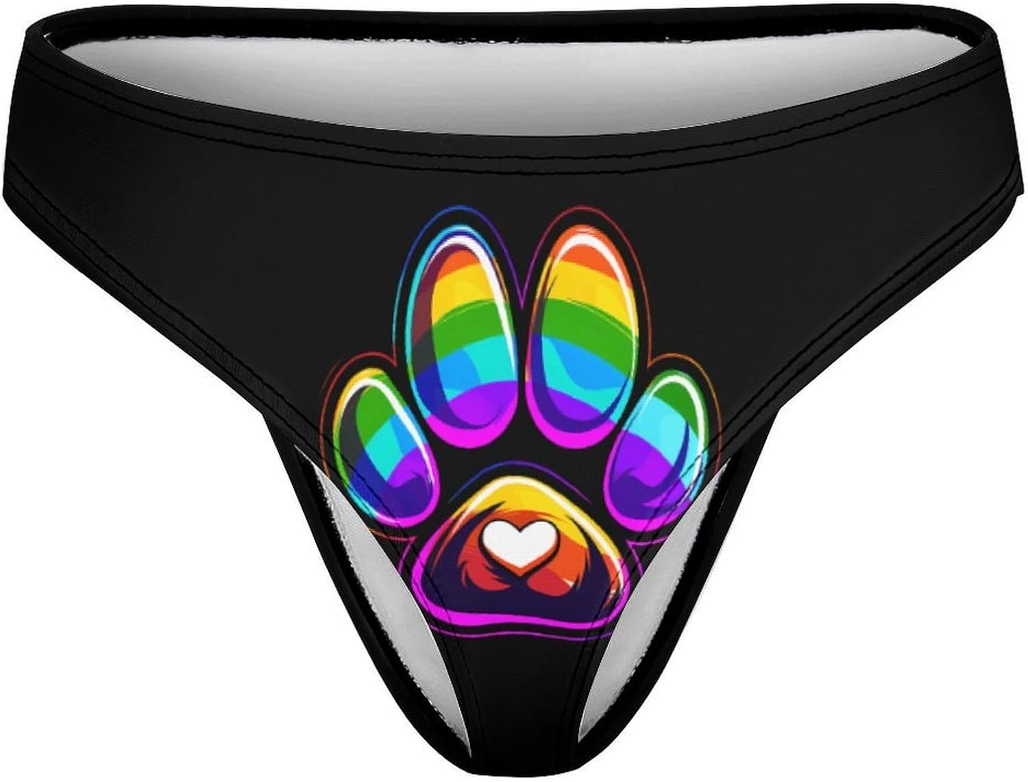 Rainbow Dog Paw LGBT Women Underwear Thongs No Show Panties | Sexy T Back,Breathable Soft Undies