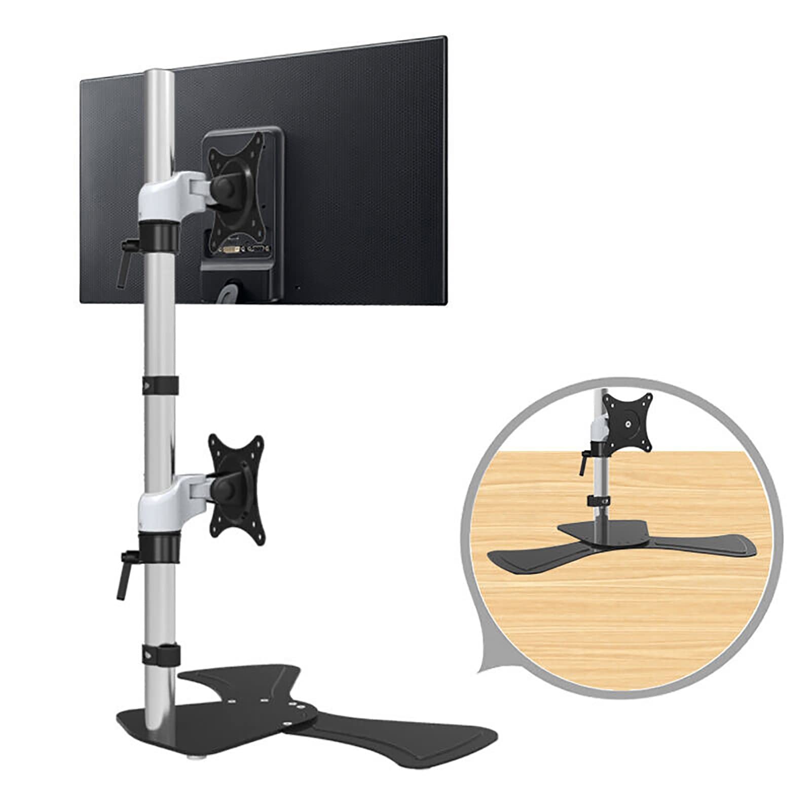 asdchZen Dual Screen Monitor Desk Mount,Free-Standing Desk Stand Riser Holds 2 Screen Up To 8Kg/17.6 Lbs With 75X75Mm Or 100X100Mm