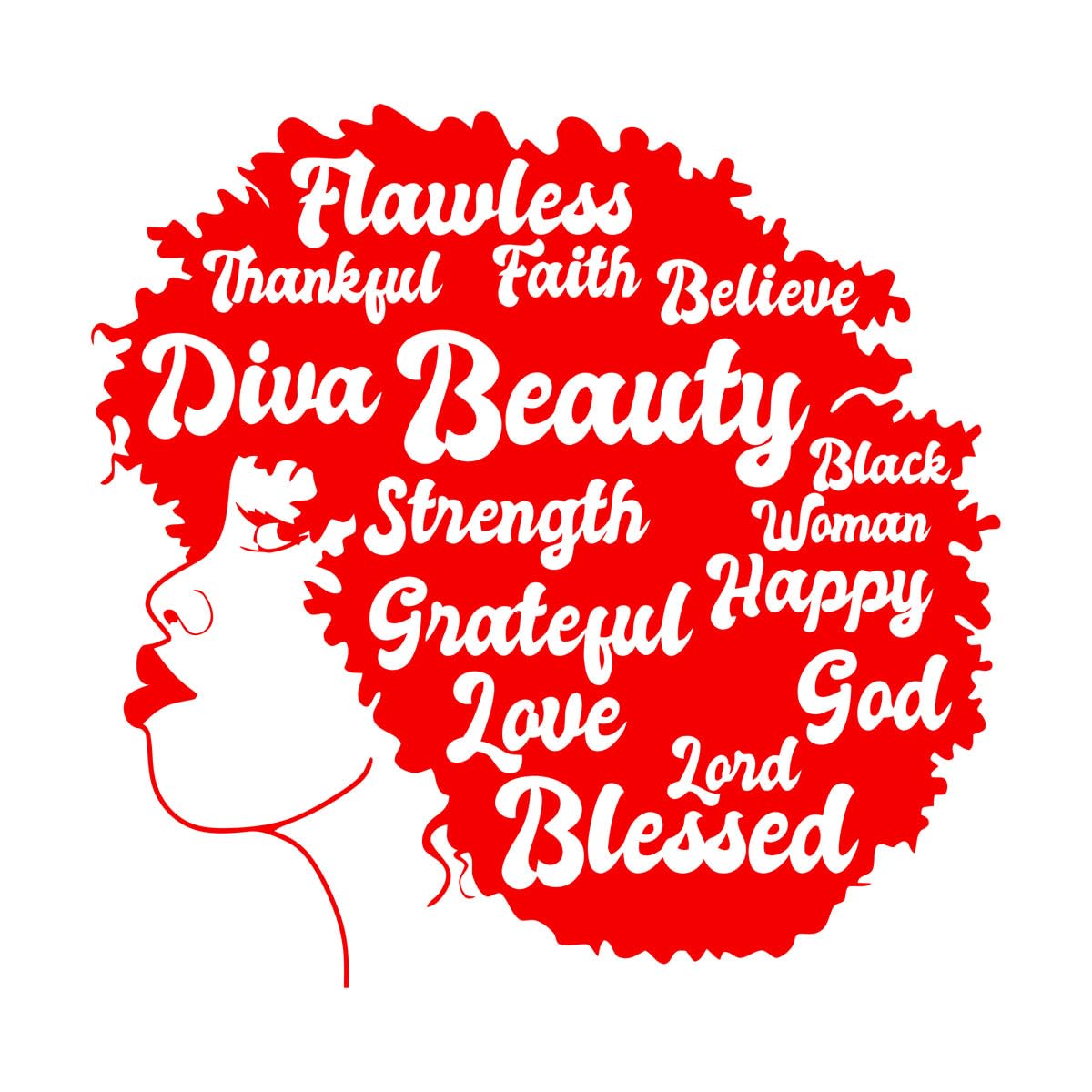 African Girl Hairstyle Hair Salon Motivation Words Wall Stickers Paster Paper 36x36.9cm Easy Installation Small red