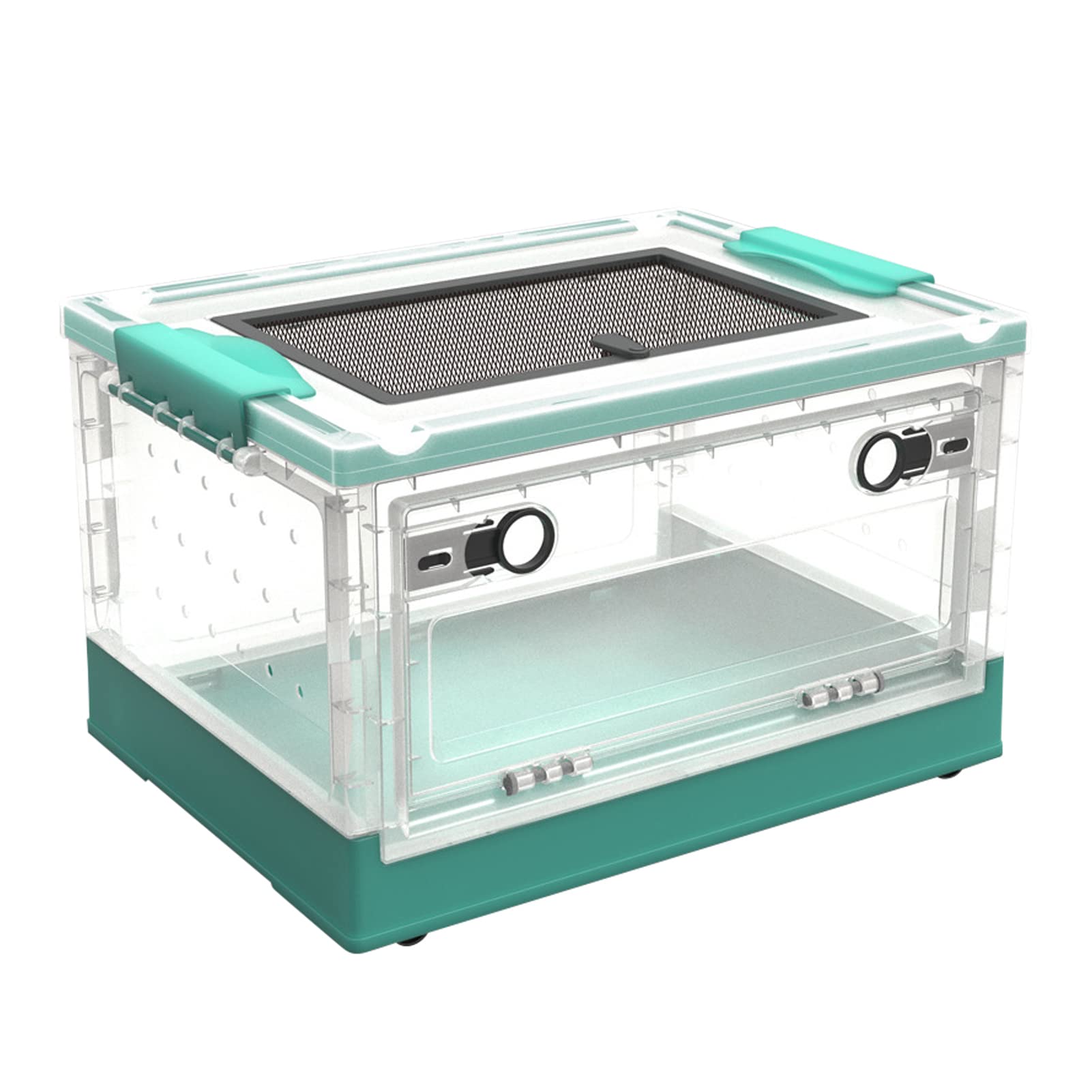 Pomurom Light Green Reptile Growth Tank Reptile Terrarium, Foldable Reptile Vivarium With Ventilation And Bottom Pulley, Transparent Pla-Stic Reptile Breeding Box For Lizard Spider Frog Hedgehogs Hamsters Gecko