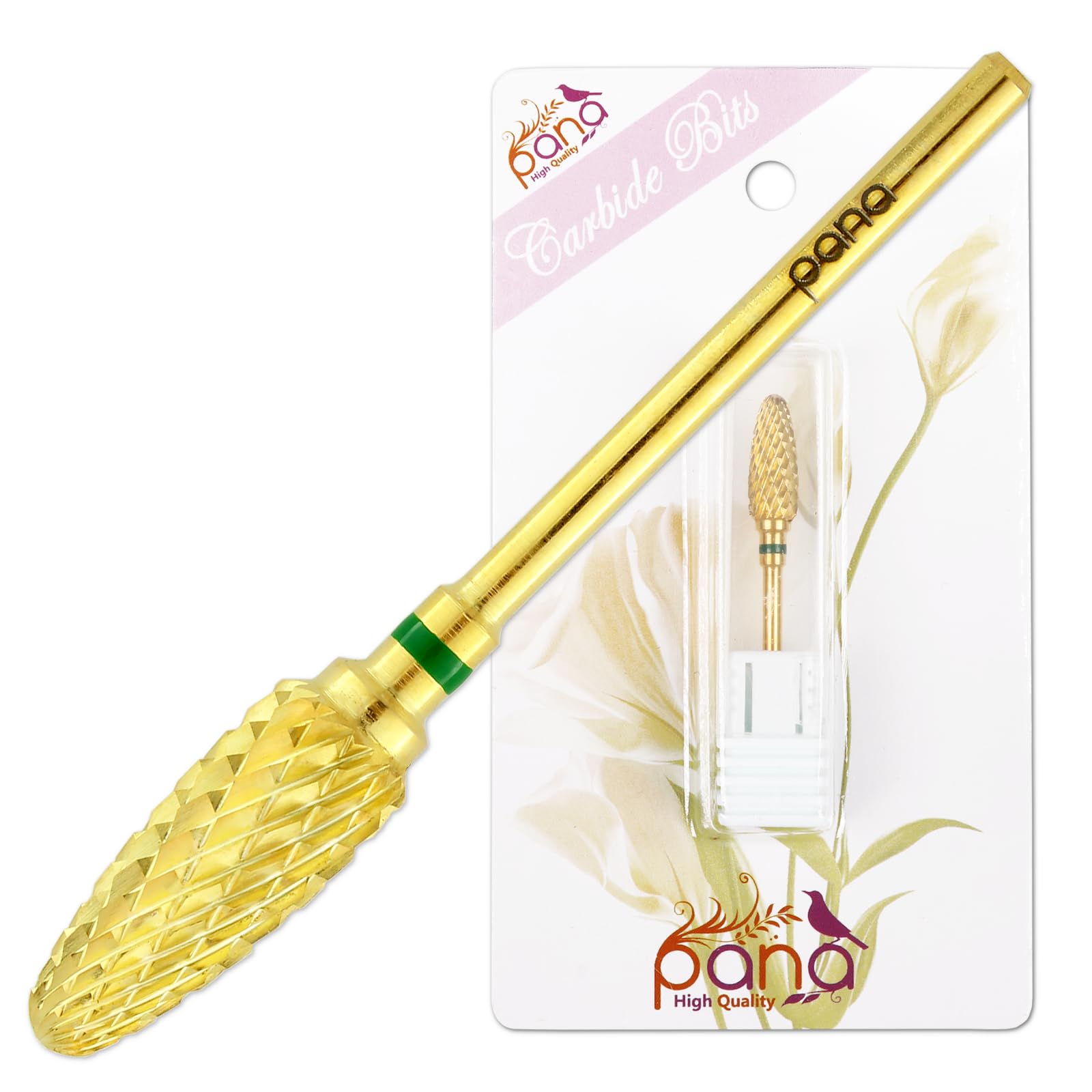 Pana 3/32" Safety Bit Nail Carbide Bit - For Electric Dremel Drill Machine (Coarse, Flame -Gold)