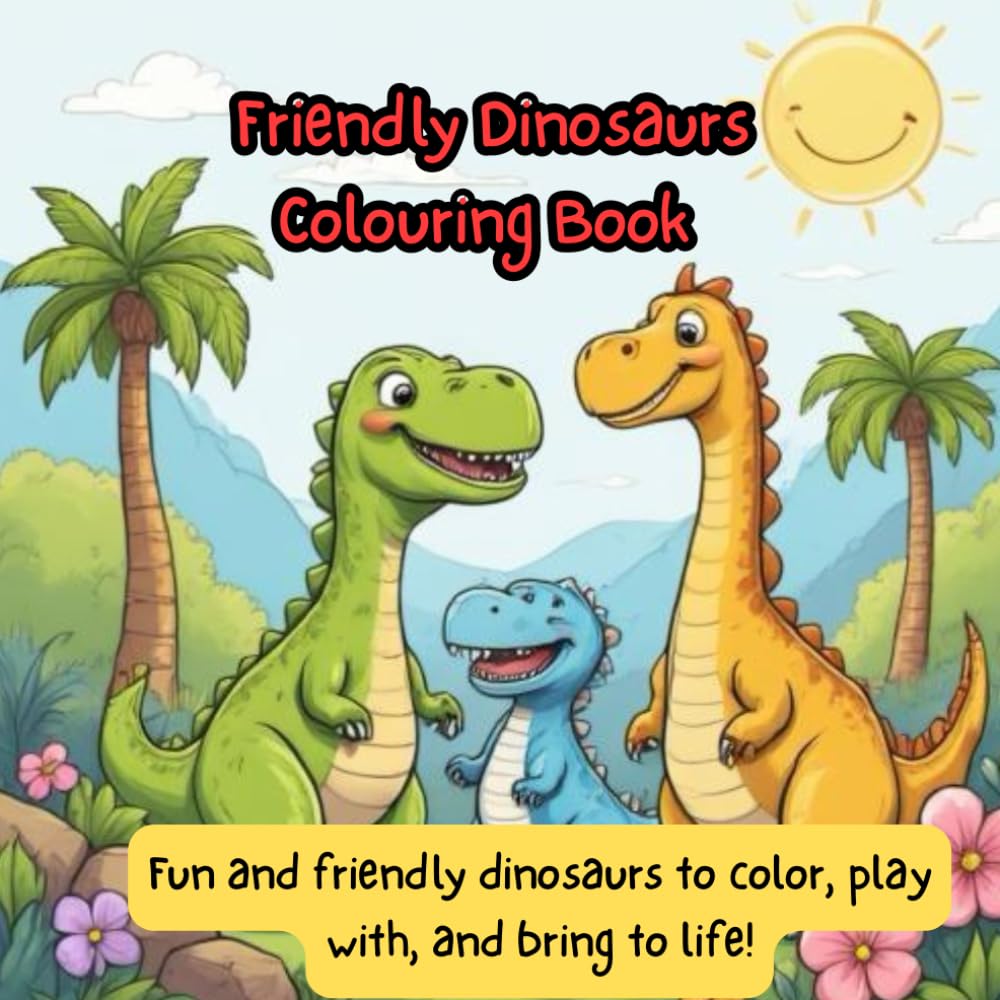 Friendly Dinosaurs Colouring Book: Over 50 fun and friendly dinosaurs to color, play with, and bring to life! Perfect for little hands, creative minds, and endless prehistoric adventures.