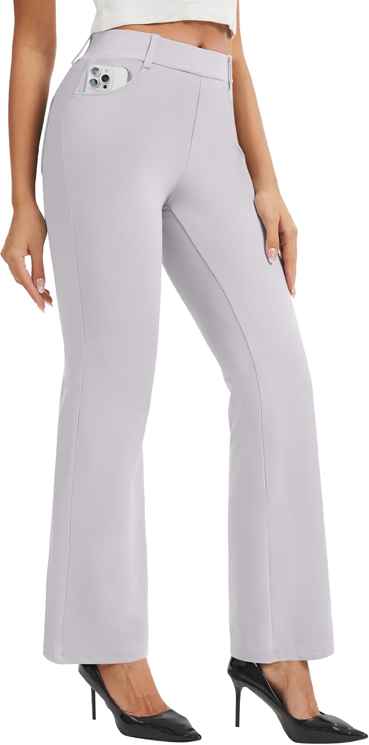 AVAMO Stretchy Work Pants Slacks for Women Pull On Dress Pants High Waisted Business Casual Office with Pockets