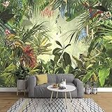 LHGBGBLN Retro Hand-Painted Green Plant Leaves and Leaves Photo 3D Wallpaper Bedroom Living Room TV