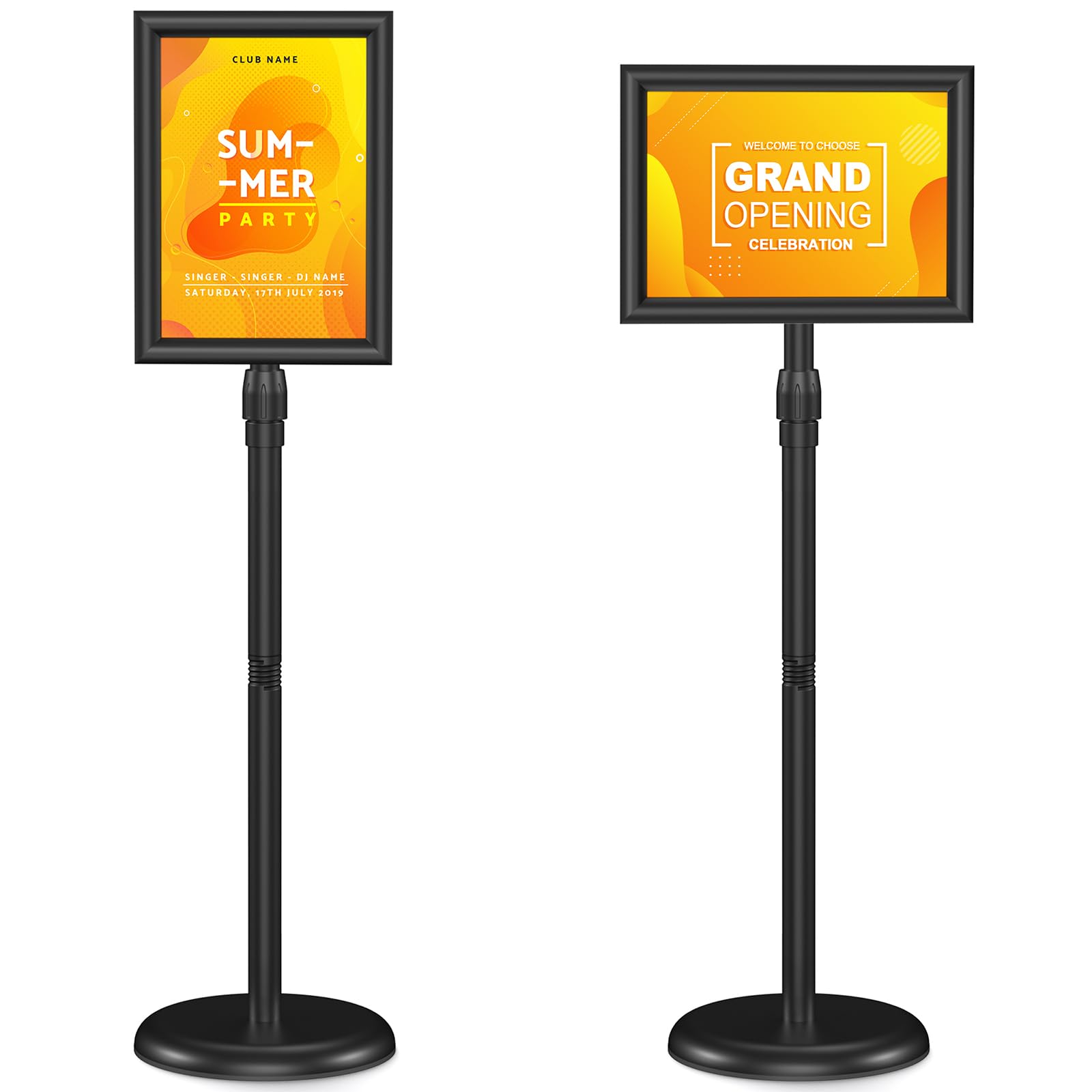 Soporte para Carteles, Soportes para Carteles de Altura Ajustable A4, Soporte de Señalización, Acero Inoxidable, Ajustable de 91 a 124 cm, para Cartel Personalizado, Menú Restaurante