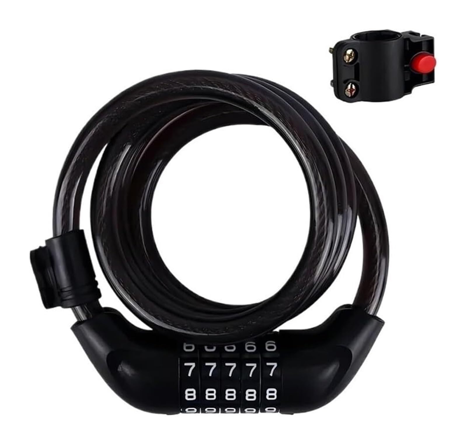 Giveduno Black Bicycle Lock, 5 Digit Code Bicycle Lock 1200Mm X 12Mm Steel Cable