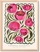 JQ7OL Vibrant Peony Floral Wall Art - 12x16 Unframed Canvas Poster, Bright Wildflower Botanical Print for Bedroom, Living Room, Nursery Decor