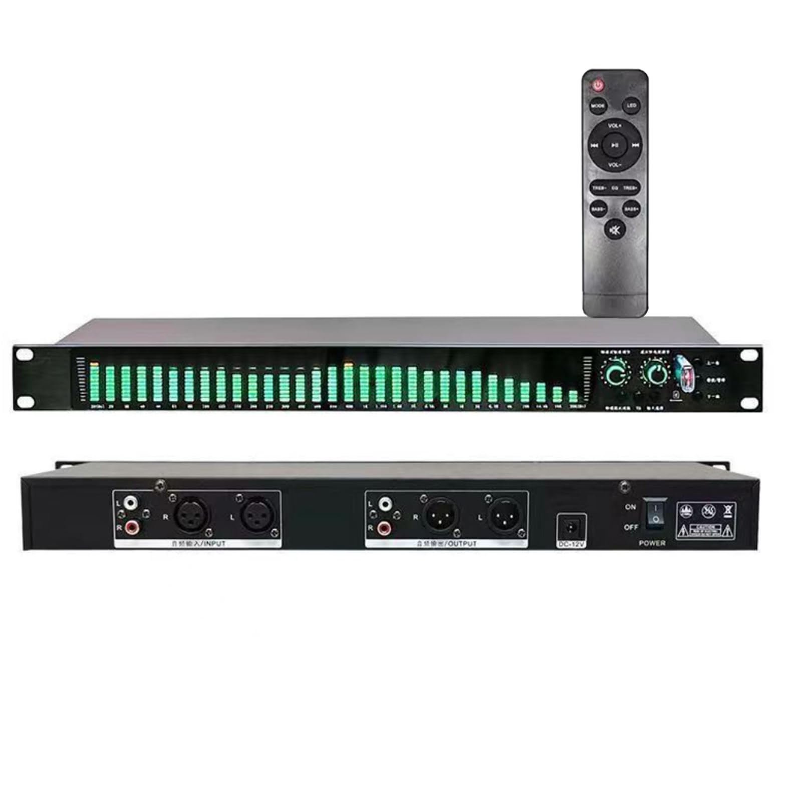 Equalizador Gráfico Estéreo De 31 Bandas, Ecualizador De Ajuste De Eq Digital De Inicio con Pantalla De Espectro Led - 21 Efectos Preestablecidos, Reducción Automática De Ruido, con Ajuste Bajo/Medio