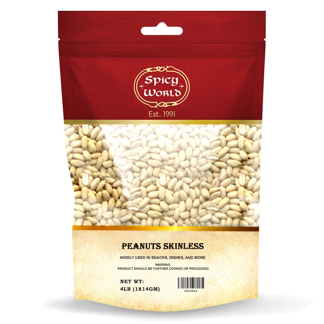 Buy Spicy World Skinless Peanuts, Blanched Raw Peanuts (Uncooked