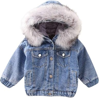 kids jean jacket with fur