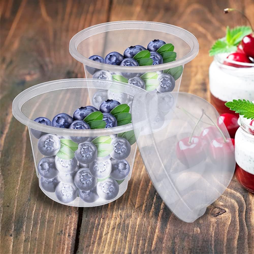 Clear Plastic Cup with Dome Hole Lids, Disposable Dert Cups, Take away
