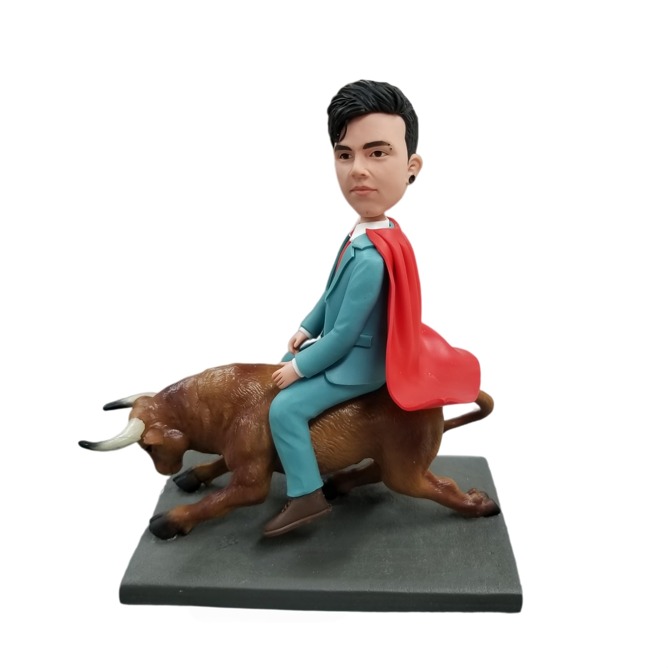 Figura 3D personalizada de Bobblehead, figura de hombre de negocios con capa roja, decoración de escritorio personalizada, regalo para entusiastas del mercado de valores, profesionales de