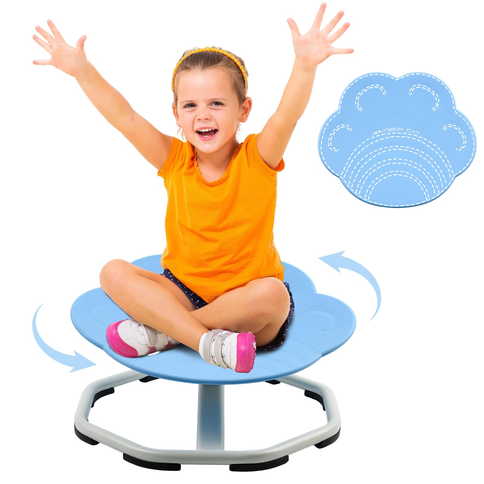 CMCOTNG Spinning Chair for Autistic Kids, Kids Sensory Swivel Chairs,Autism Sensory Products Sit and Spin Autism Toys ADHD Chairs Enhancing Motor Skills Training Body Coordination(Blue)